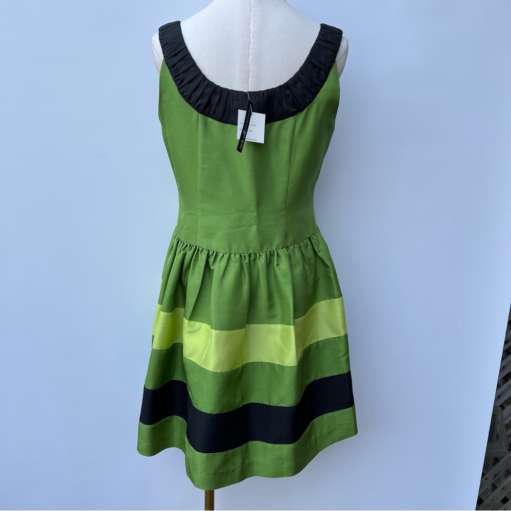 Kensie Silk Striped Flare & Fitted Sleeveless Green Dress Size M - Picture 8 of 12